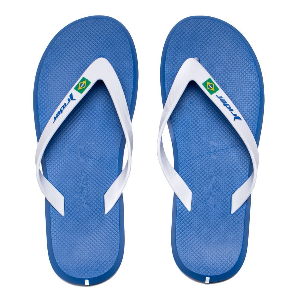 Chinelo Masculino Rider R1 Brasil Tira Dedo Azul/Branco