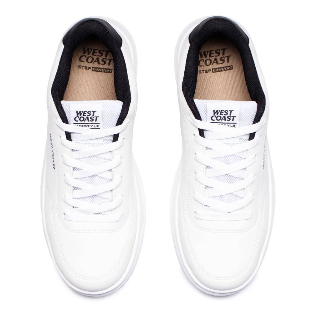 Sapatênis Masculino West Coast Casual Branco/Preto Branco 4