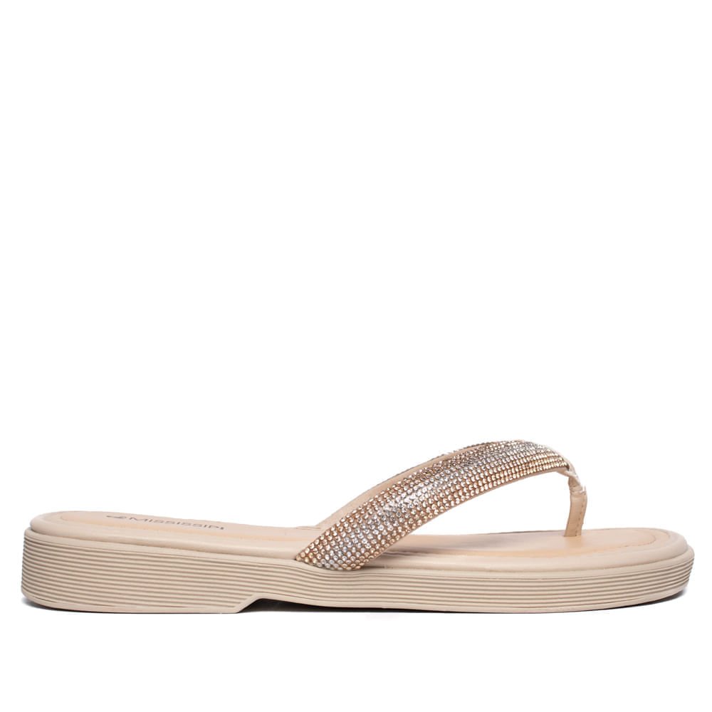 Chinelo Feminino Mississipi Napa Conforto Strass Bege Bege 2