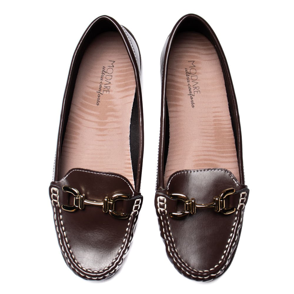 Mocassim Feminino Modare Napa Verniz Marrom Escuro Marrom 4