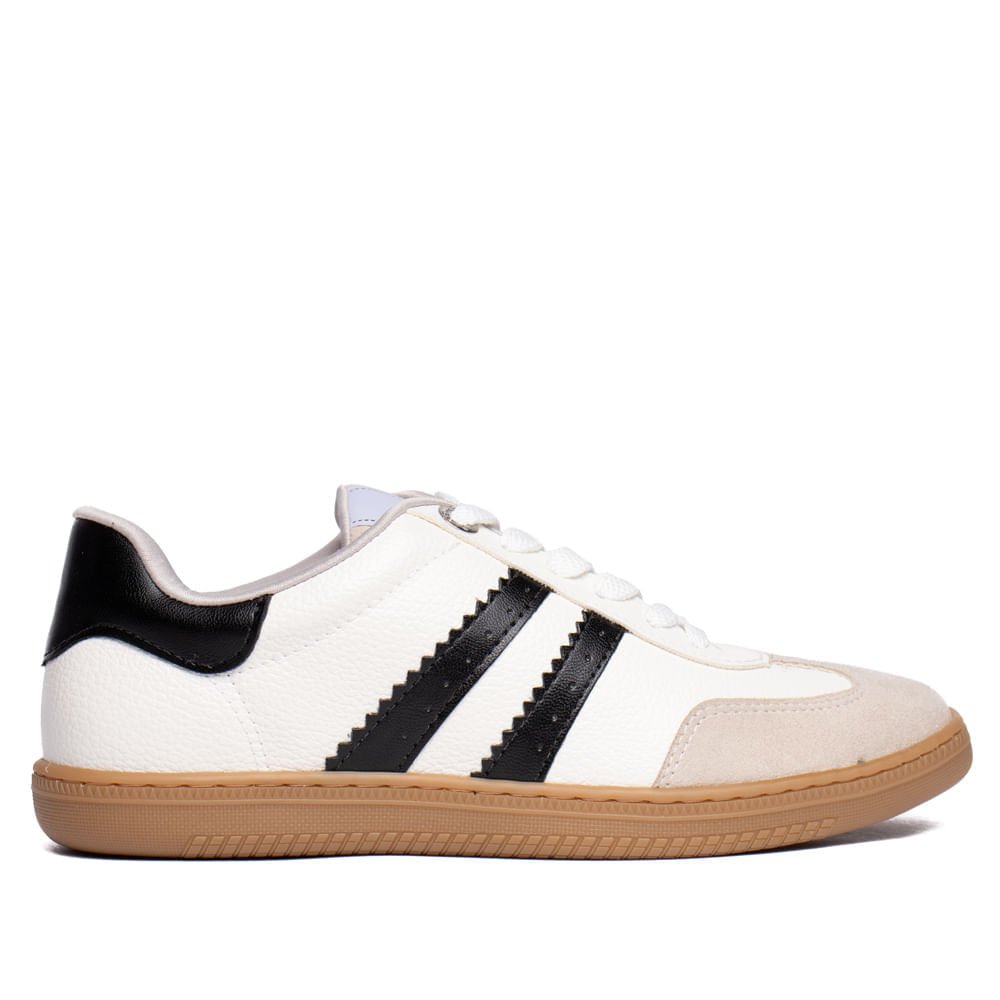 Tênis Feminino Via Marte Casual Napa Camurça Branco/Preto