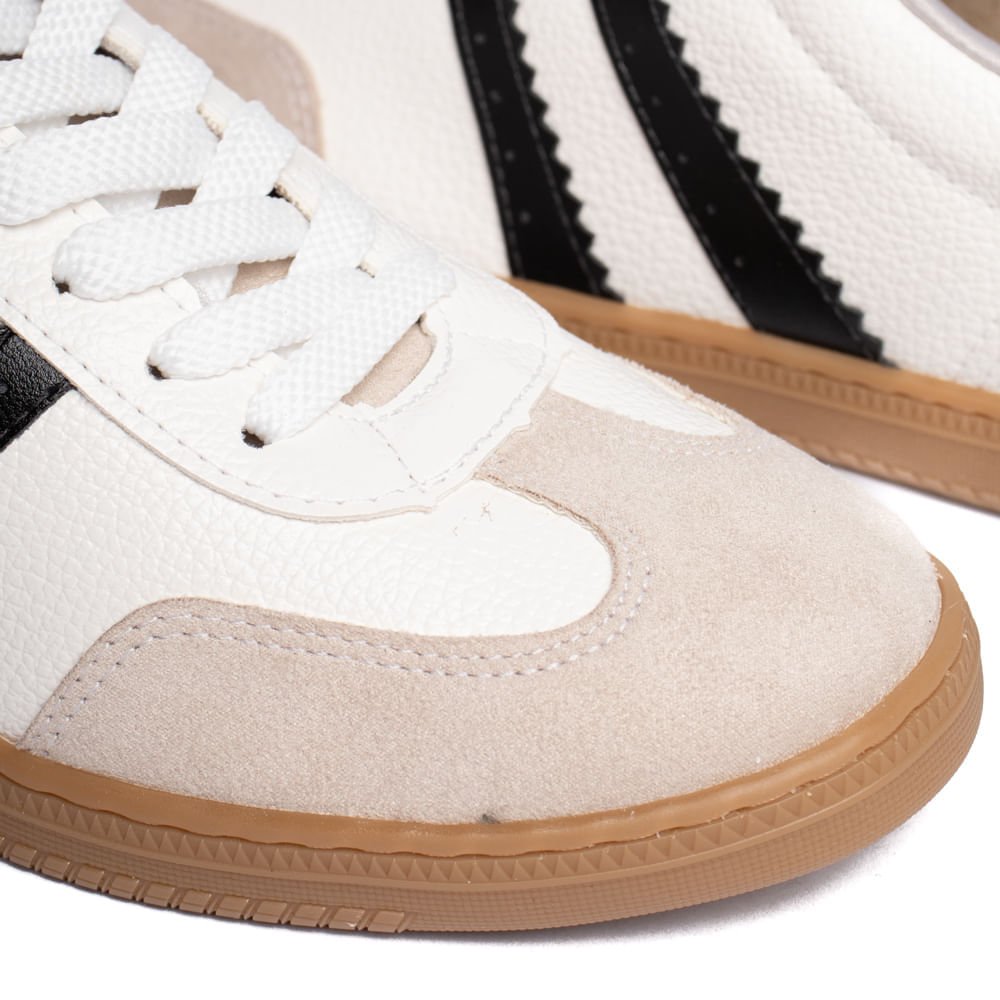 Tênis Feminino Via Marte Casual Napa Camurça Branco/Preto Branco 6