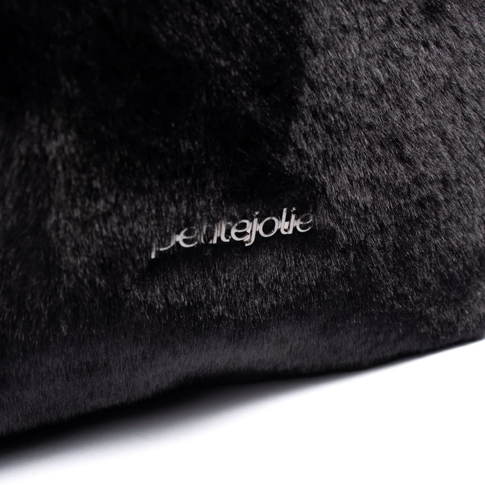 Bolsa Feminina Petite Jolie Saco Média Felpuda Preto Preto 2