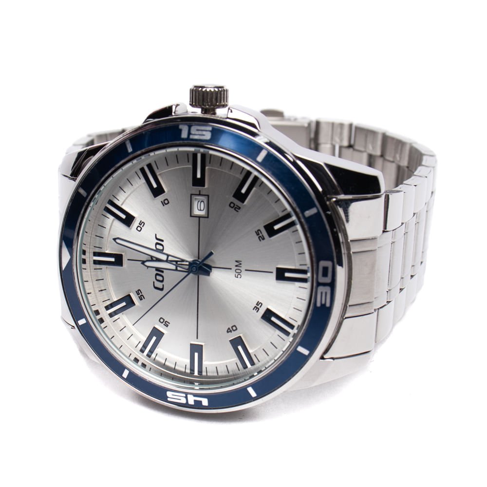 Relógio Masculino Condor Speed Calendário Prata/Marinho Prata 3