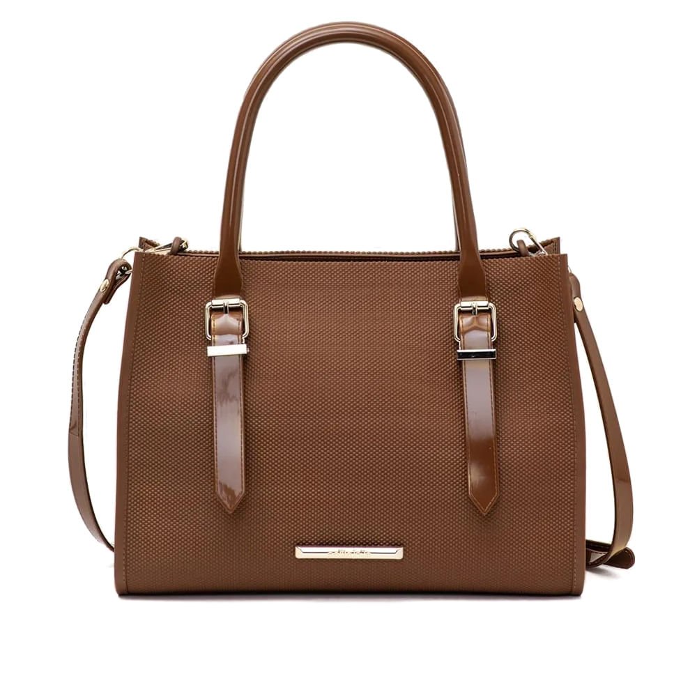 Bolsa Feminina Petite Jolie Tote Média Texturizada Marrom
