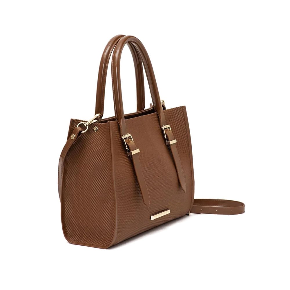 Bolsa Feminina Petite Jolie Tote Média Texturizada Marrom Marrom 3
