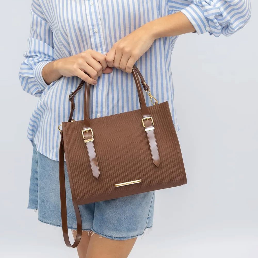 Bolsa Feminina Petite Jolie Tote Média Texturizada Marrom Marrom 4