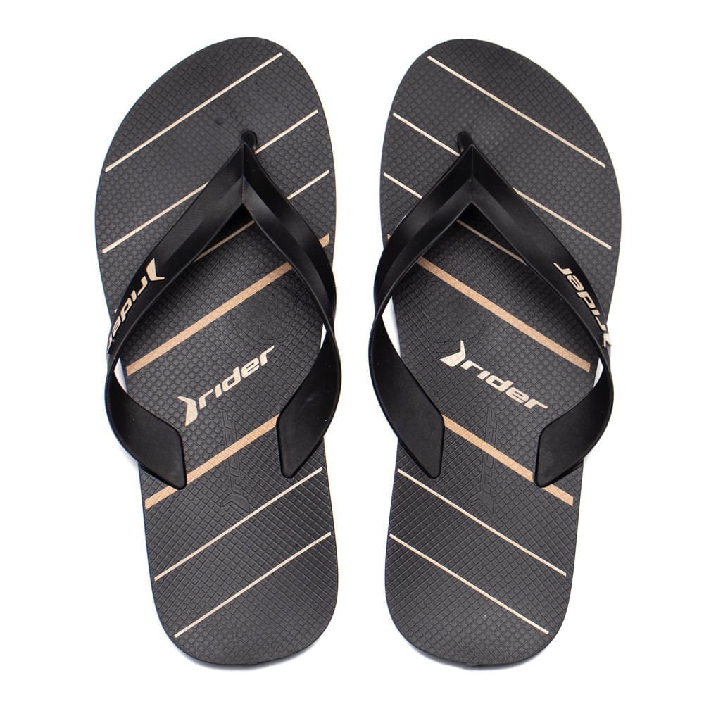 Chinelo Masculino Rider Feel Urban Tiras Preto/Bege