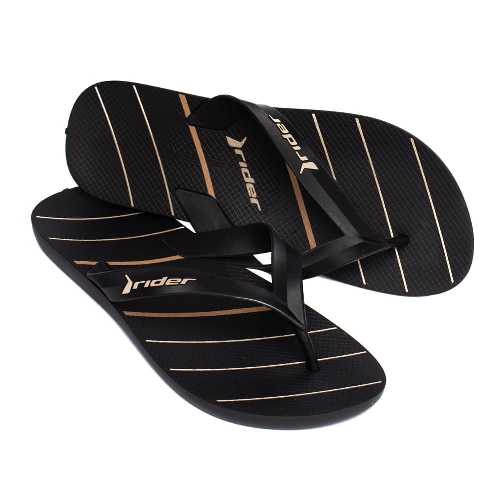 Chinelo Masculino Rider Feel Urban Tiras Preto/Bege Preto 4