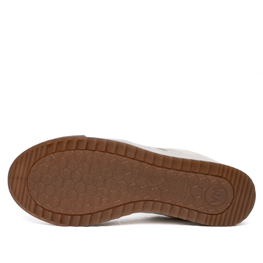 Tênis Feminino Via Marte Nobuck Retrô Off White/Dourado Branco 2