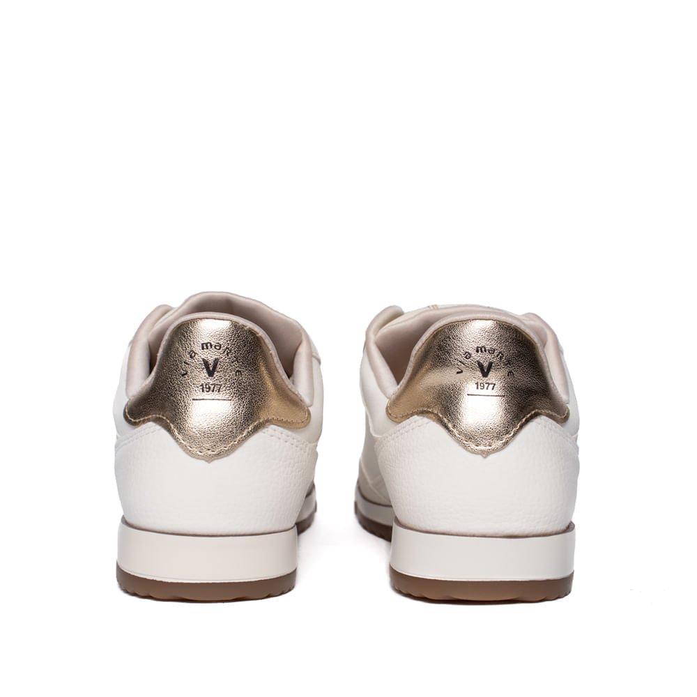Tênis Feminino Via Marte Nobuck Retrô Off White/Dourado Branco 3
