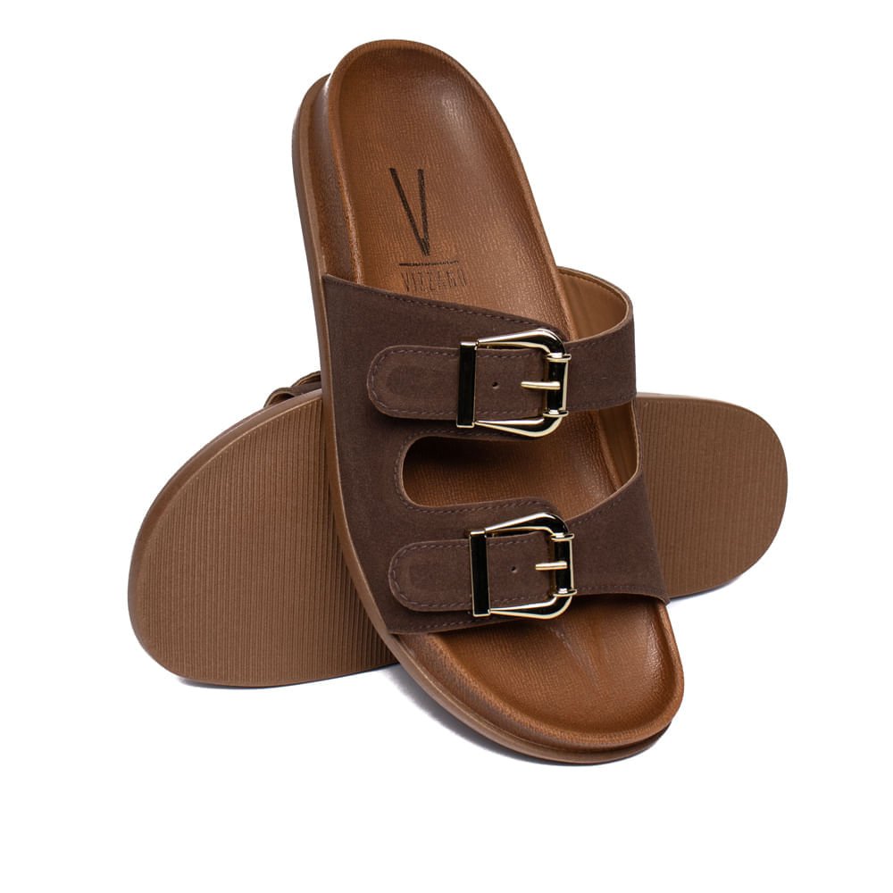 Chinelo Slide Feminino Vizzano Fivelas Marrom Marrom 4