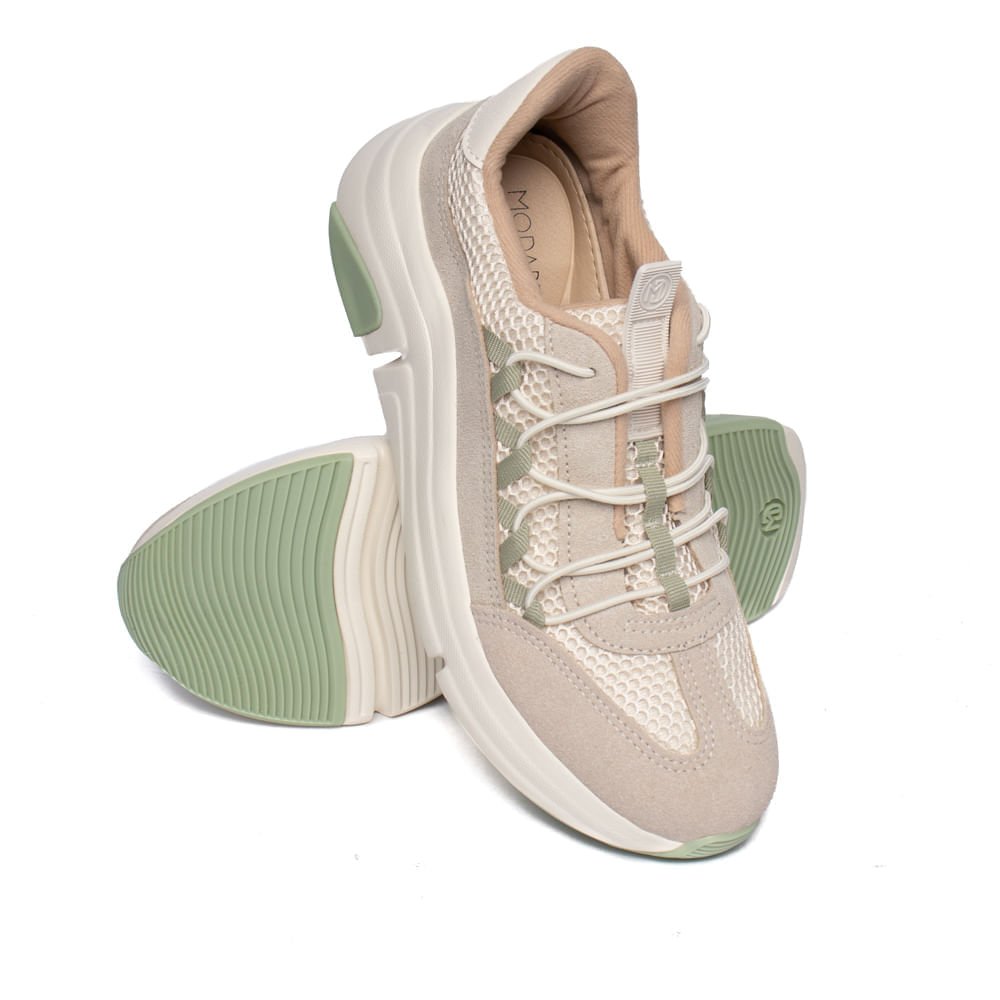 Tênis Feminino Modare Conforto Calce Fácil Cinza/Verde Cinza 5