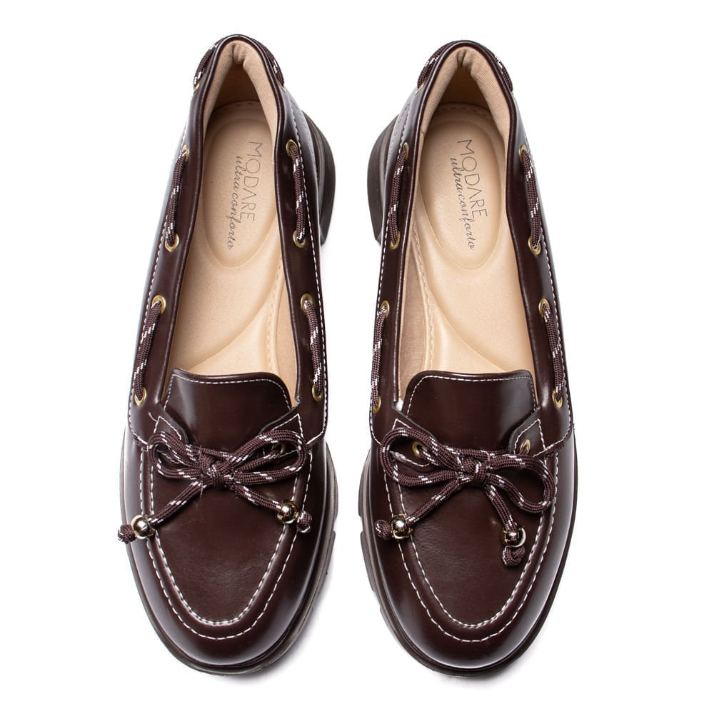 Mocassim Feminino Modare Solado Tratorado Marrom Escuro Marrom 4