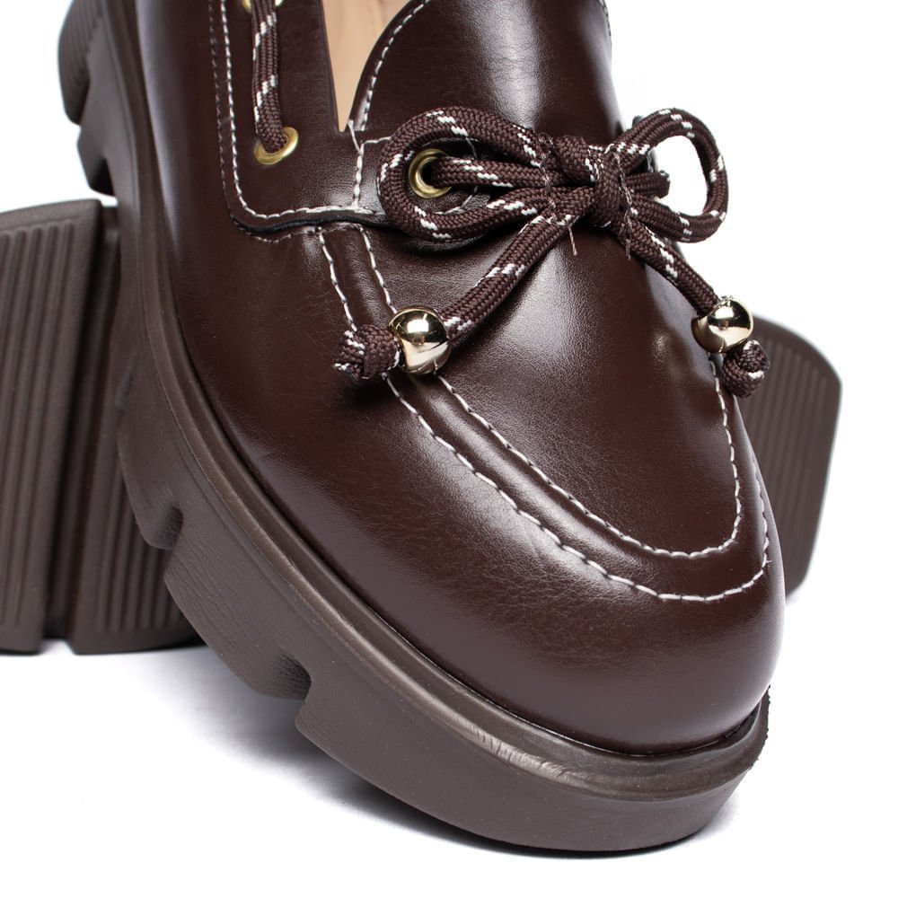 Mocassim Feminino Modare Solado Tratorado Marrom Escuro Marrom 5