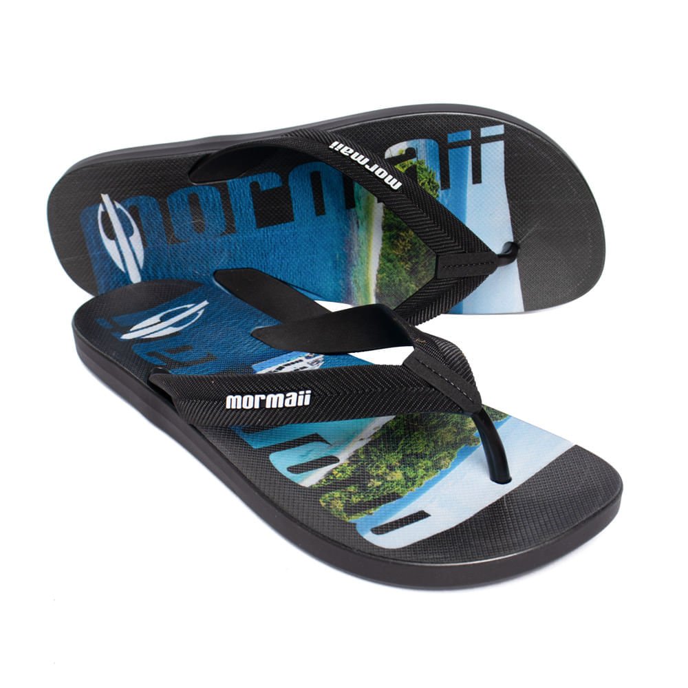 Chinelo Masculino Mormaii Tropical Pro Texturas Preto/Azul Preto 4