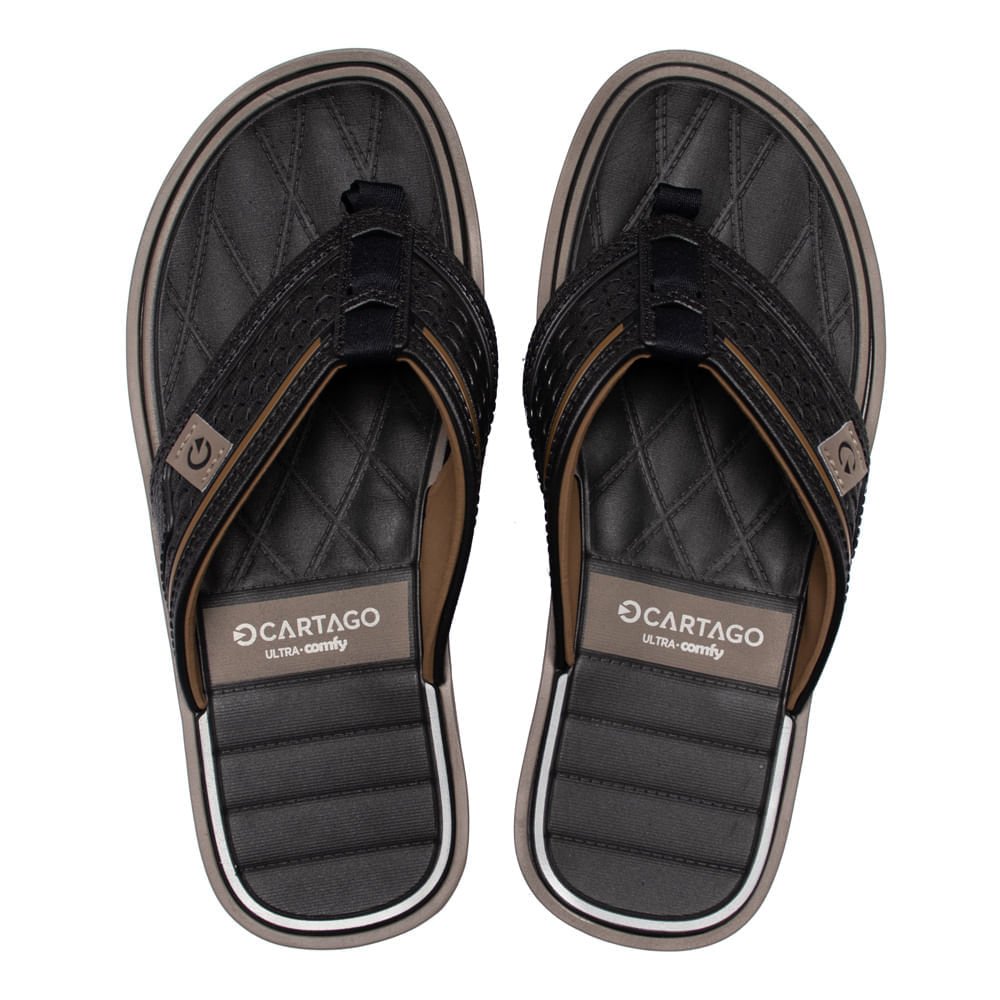 Chinelo Masculino Cartago Lyon V Tira Dedo Preto/Marrom