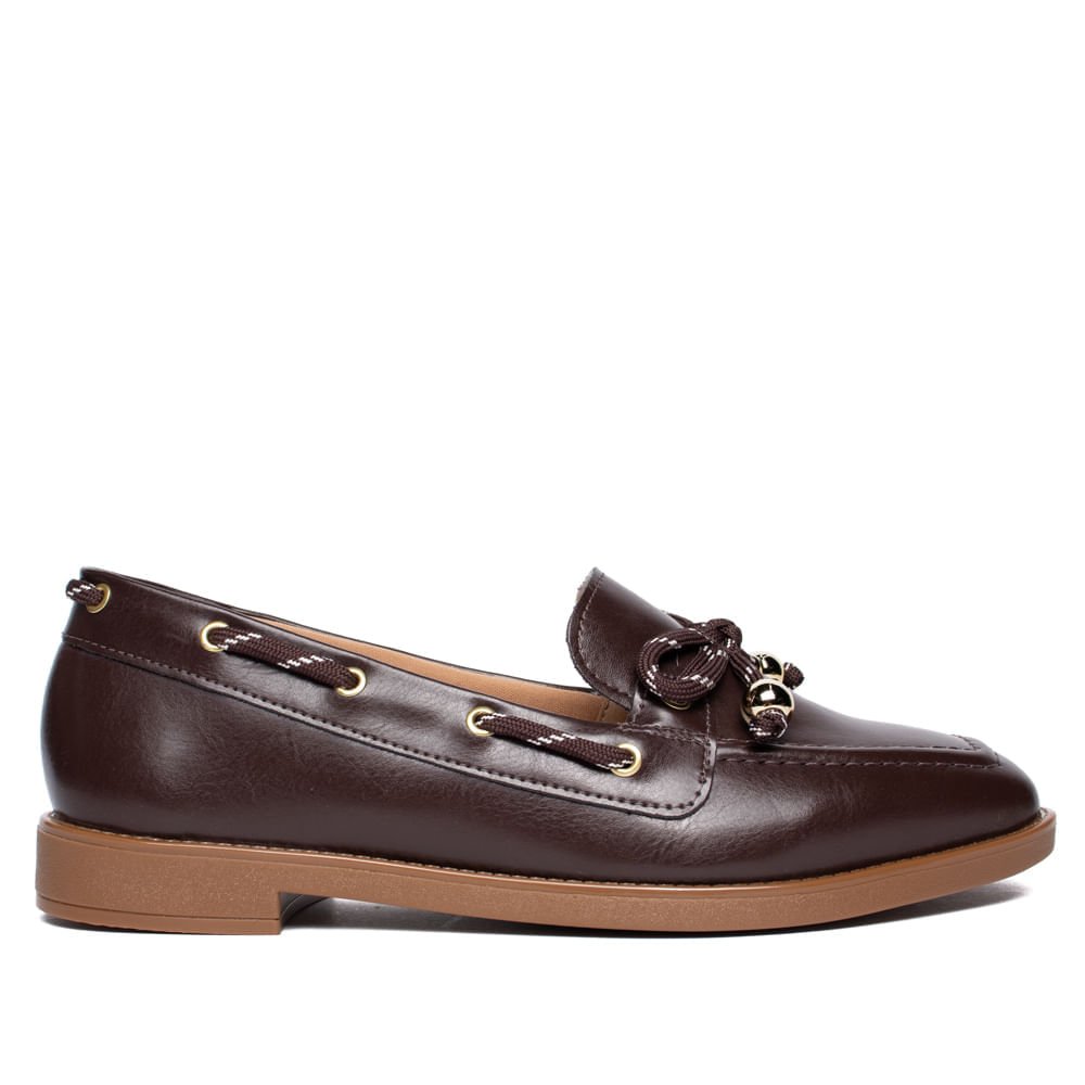 Mocassim Feminino Beira Rio Verniz Náutico Marrom Escuro