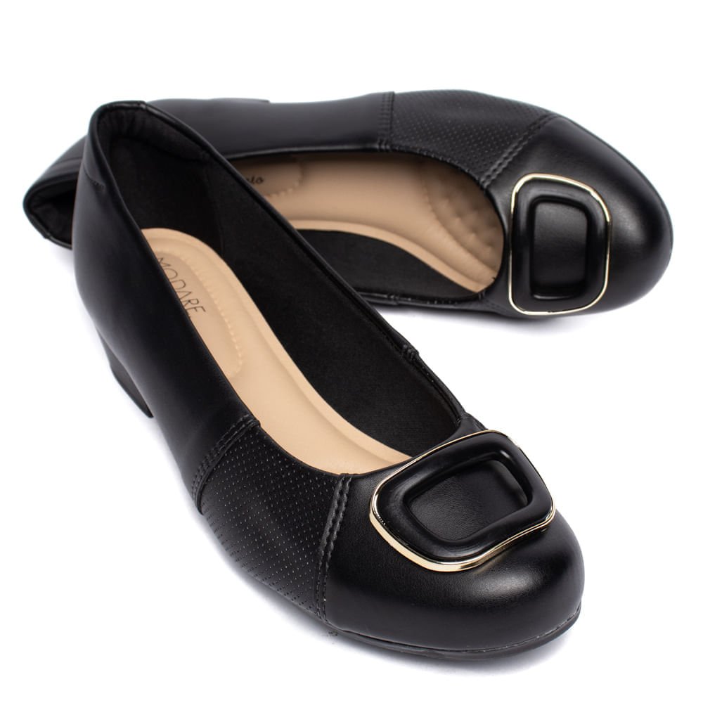 Sapato Feminino Modare Napa Salto Bloco Calce Fácil Preto Preto 6