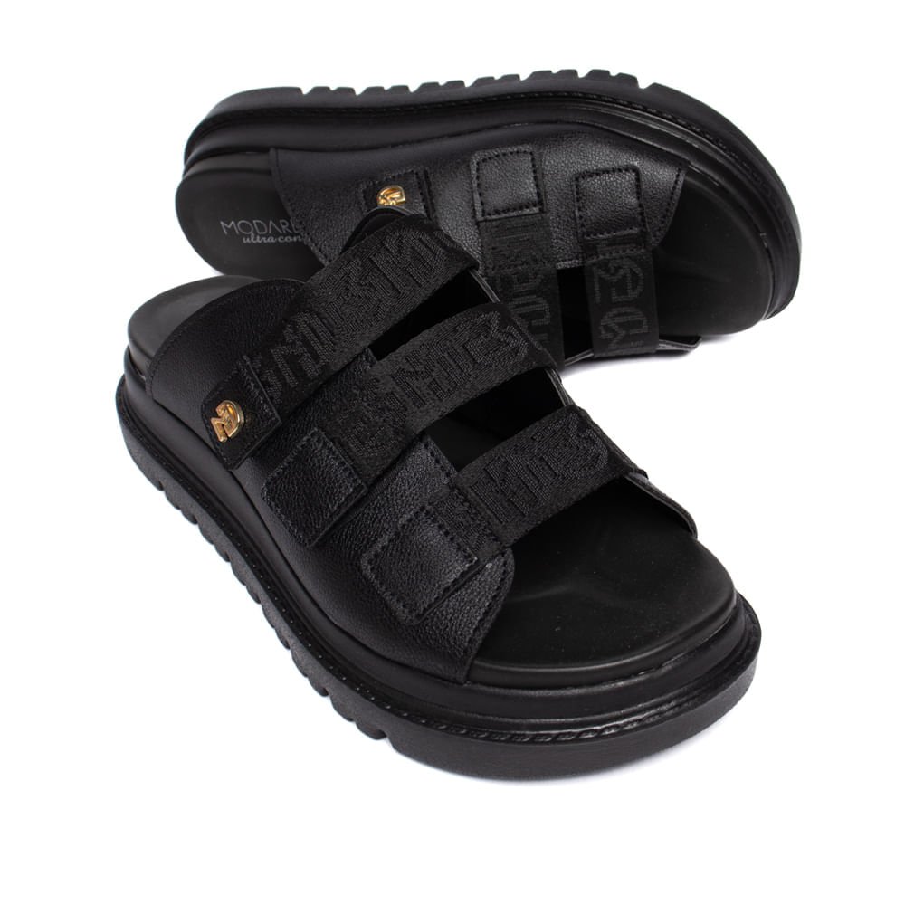 Chinelo Slide Feminino Modare Flatform Gorgurão Preto Preto 3