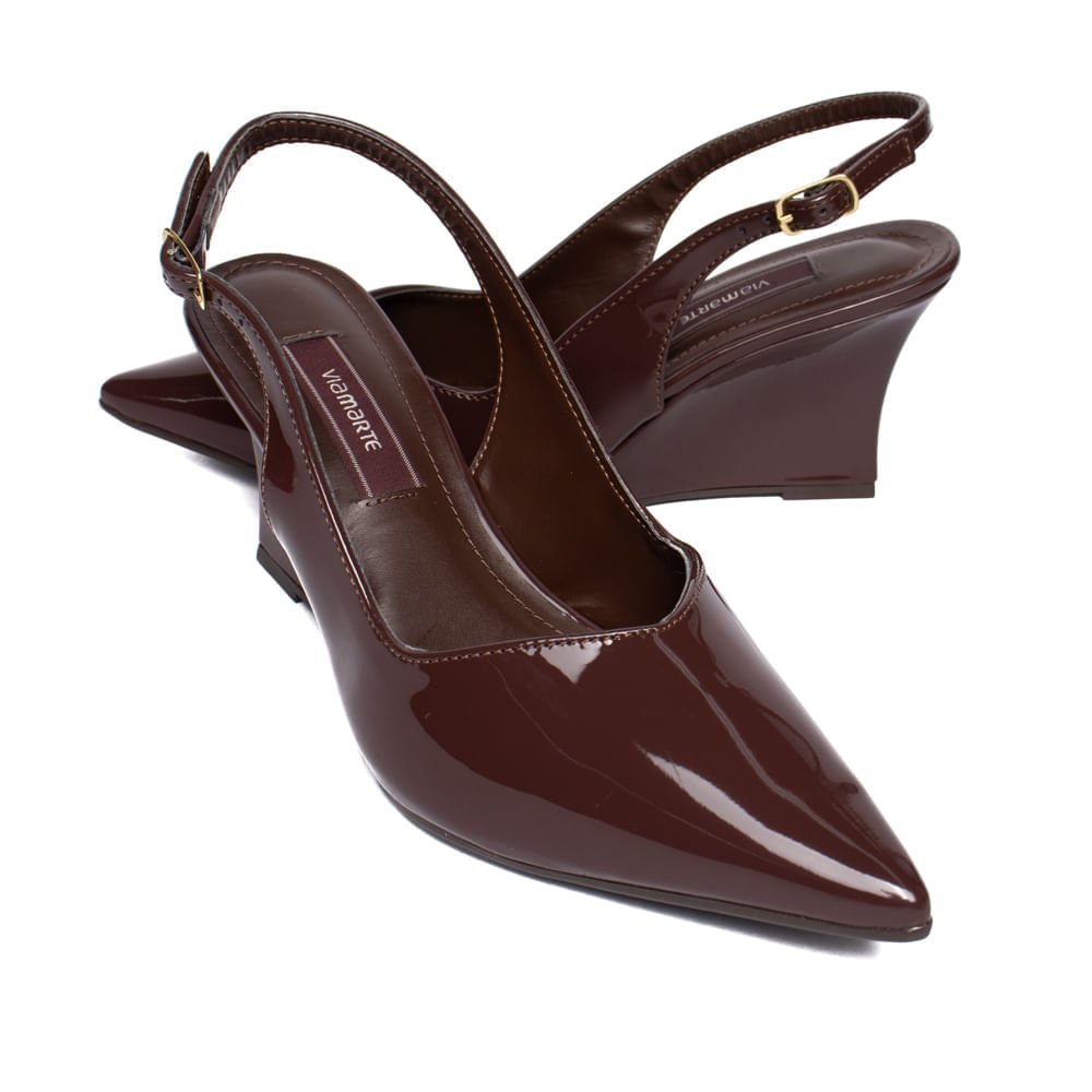 Sapato Feminino Via Marte Scarpin Anabela Marrom Escuro Marrom 5