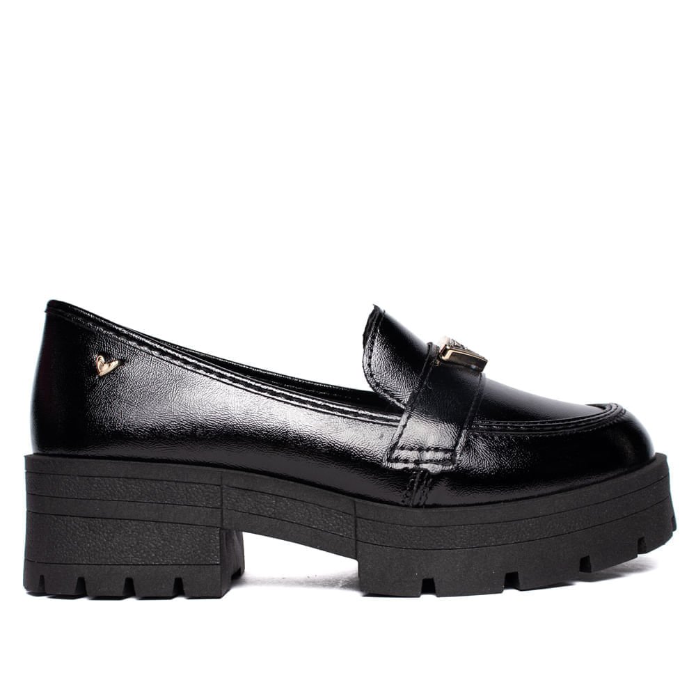 Mocassim Feminino Mississipi Loafer Tratorado Verniz Preto
