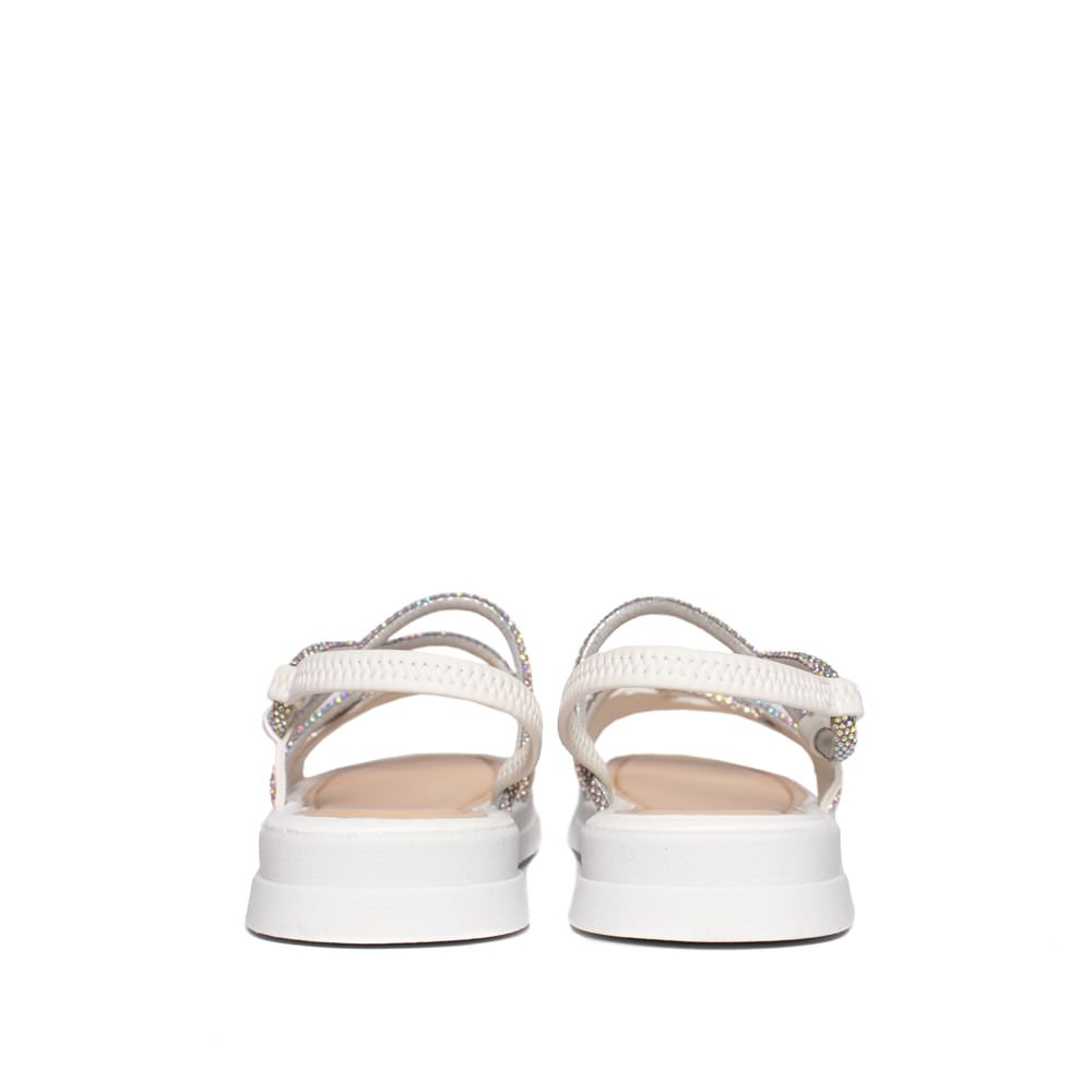Sandália Feminina Mississipi Flatform Strass Branco Branco 3
