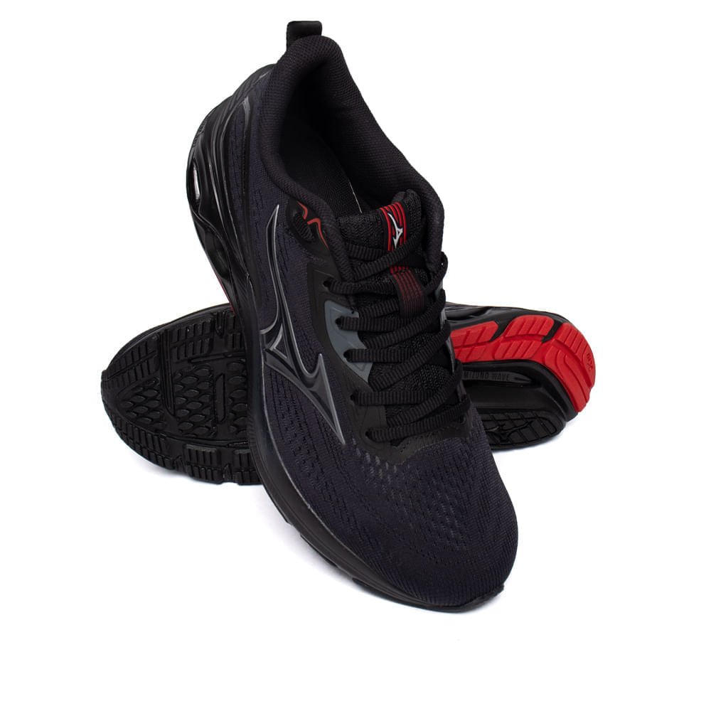 Tênis Masculino Mizuno Wave Dynasty 8 Preto/Vermelho Preto 4