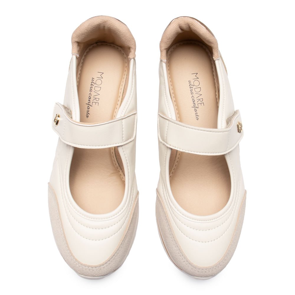 Tênis Feminino Modare Tira Aderente Bege/Dourado Bege 3