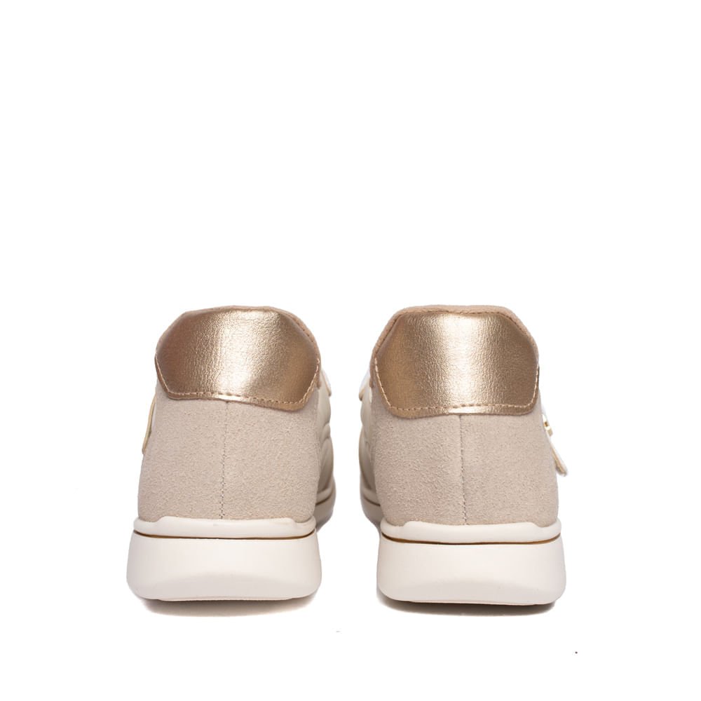 Tênis Feminino Modare Tira Aderente Bege/Dourado Bege 4