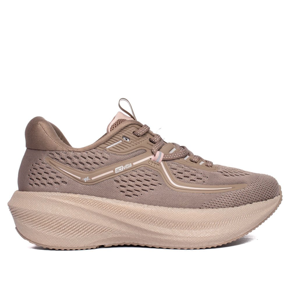 Tênis Feminino Actvitta Impulso Mesh Marrom Claro/Rosé