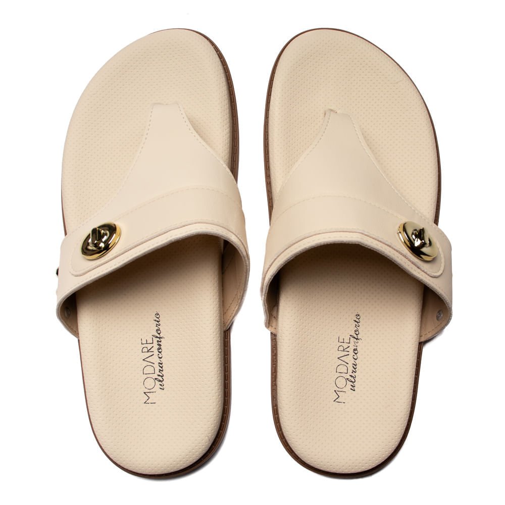 Chinelo Feminino Modare Napa Nobuck Tiras Creme