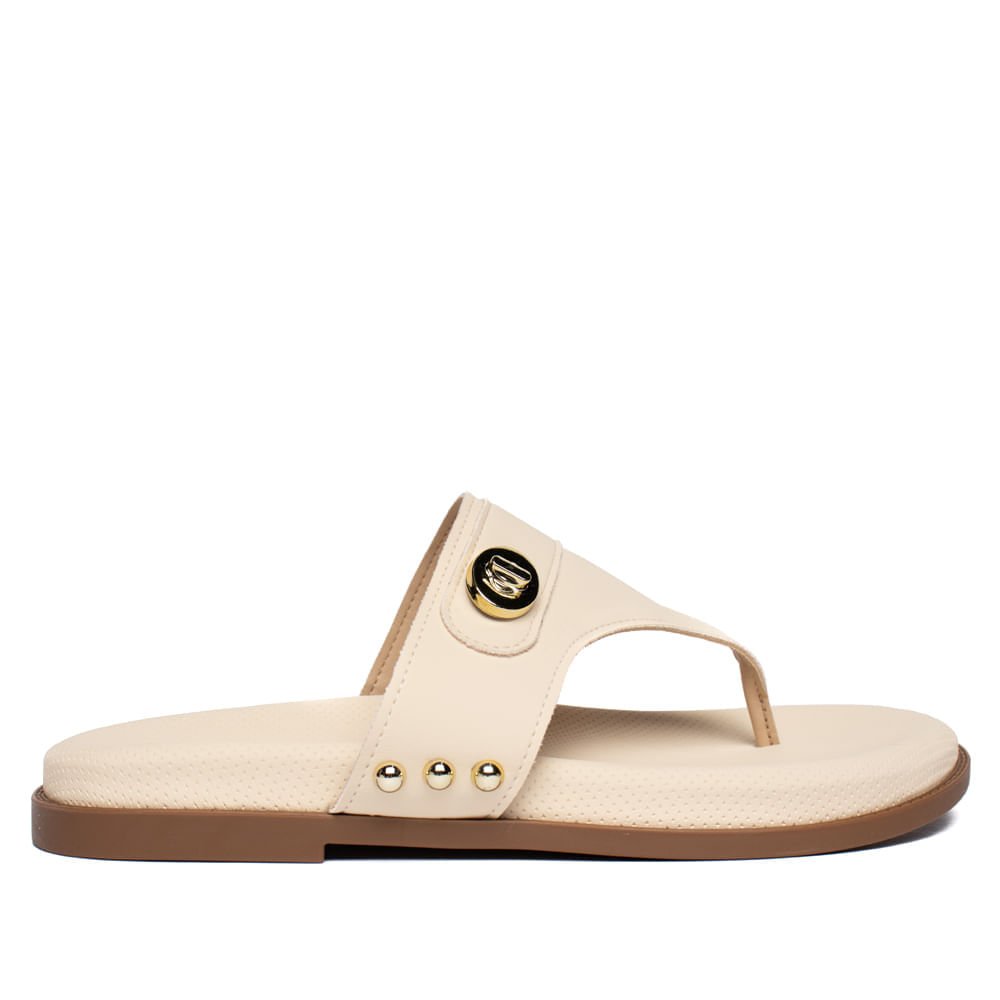 Chinelo Feminino Modare Napa Nobuck Tiras Creme Bege 2
