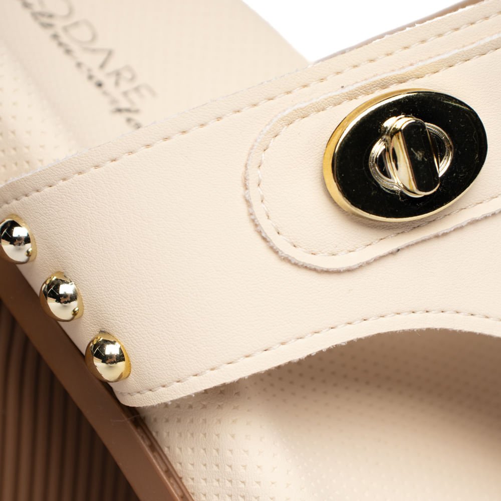 Chinelo Feminino Modare Napa Nobuck Tiras Creme Bege 4