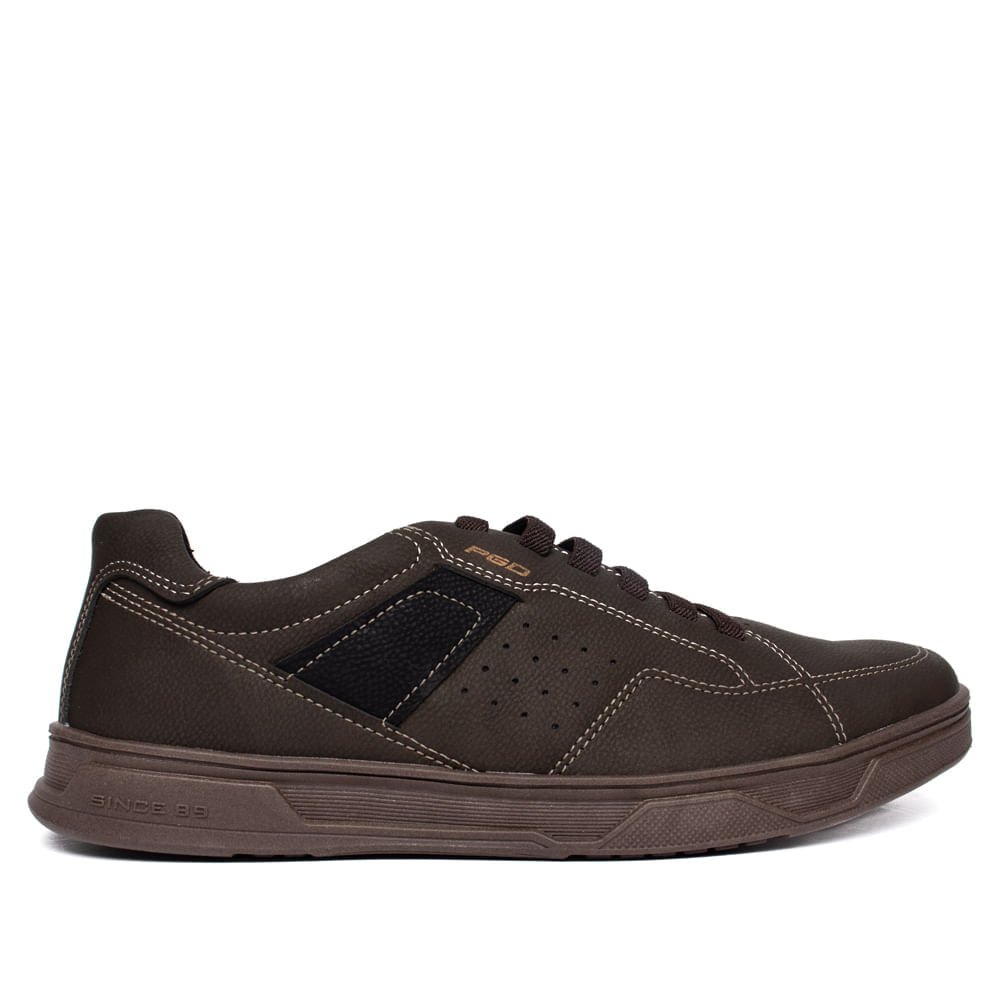 Sapatênis Masculino Pegada Vano Microfibra Casual Café/Preto