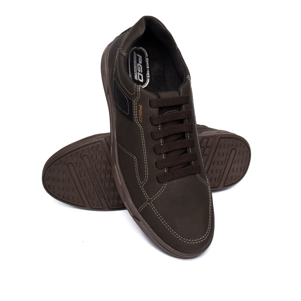Sapatênis Masculino Pegada Vano Microfibra Casual Café/Preto Marrom 5