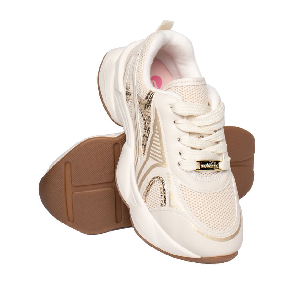 Tênis Infantil Molekinha Napa Chunky Mesh Branco/Dourado Branco 6