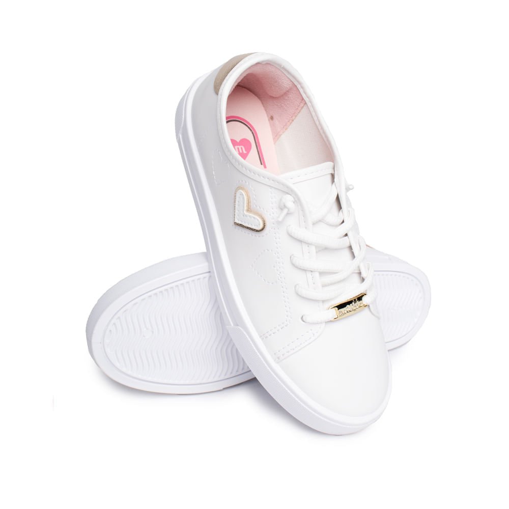 Tênis Infantil Molekinha Coração Calce Fácil Branco/Dourado Branco 3