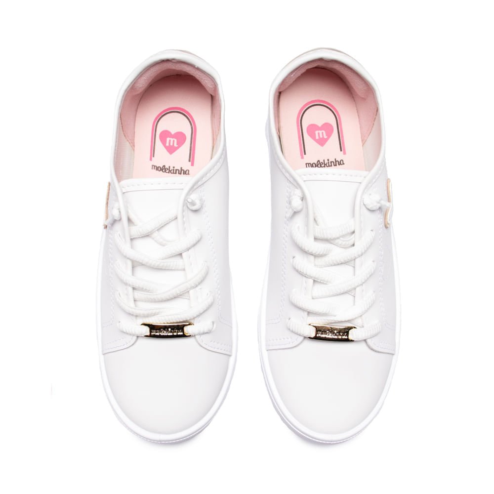 Tênis Infantil Molekinha Coração Calce Fácil Branco/Dourado Branco 4