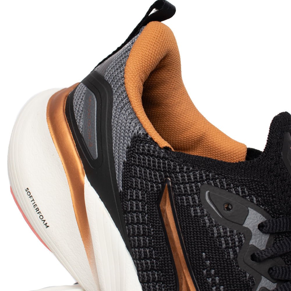 Tênis Feminino Mizuno Glow 3 Knit Softierfoam Preto/Dourado Preto 6