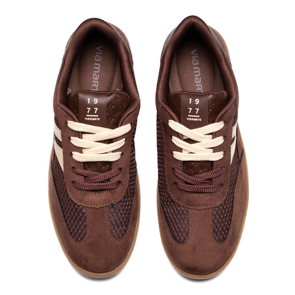 Tênis Feminino Via Marte Camurça Cadarço Bicolor Marrom/Bege Marrom 4