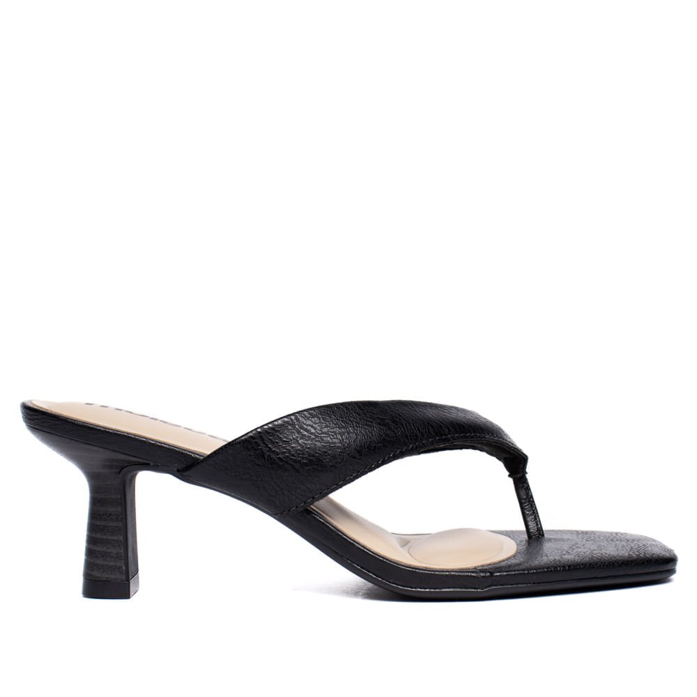 Tamanco Feminino Moleca Dedo Salto Fino Elegante Preto