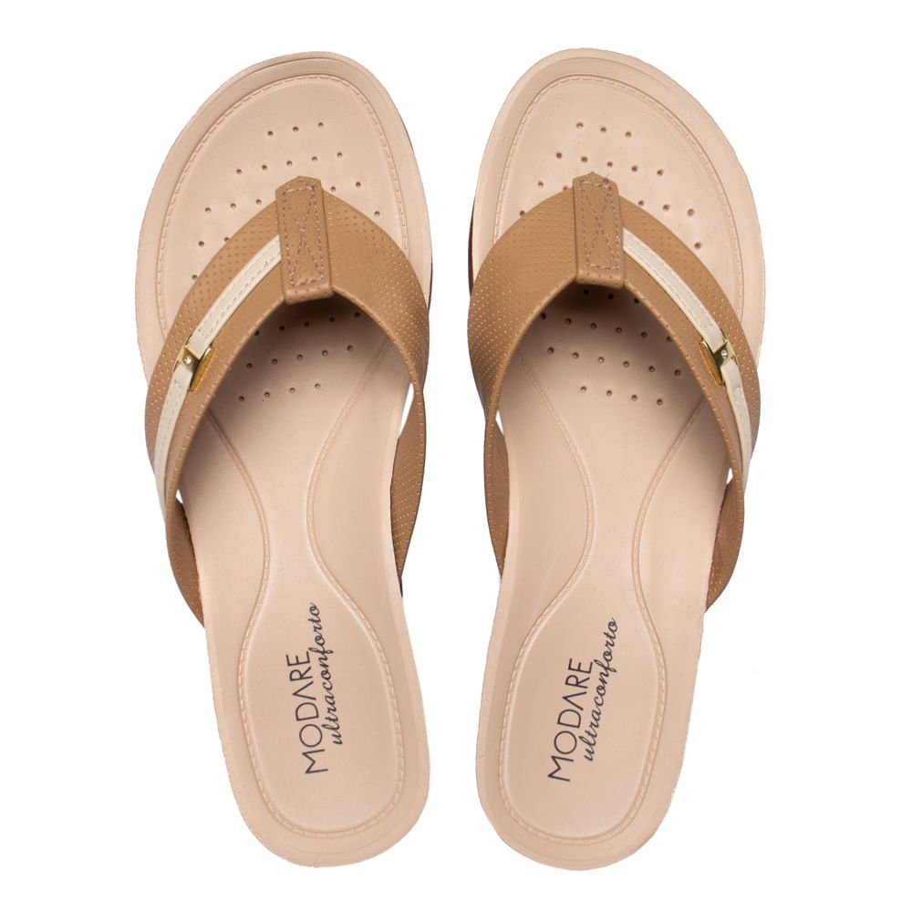 Chinelo Feminino Modare Tiras Soft Buble Creme/Bege