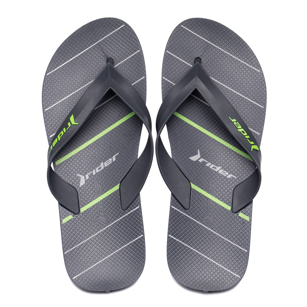 Chinelo Masculino Rider Feel Urban Tiras Cinza Escuro/Verde