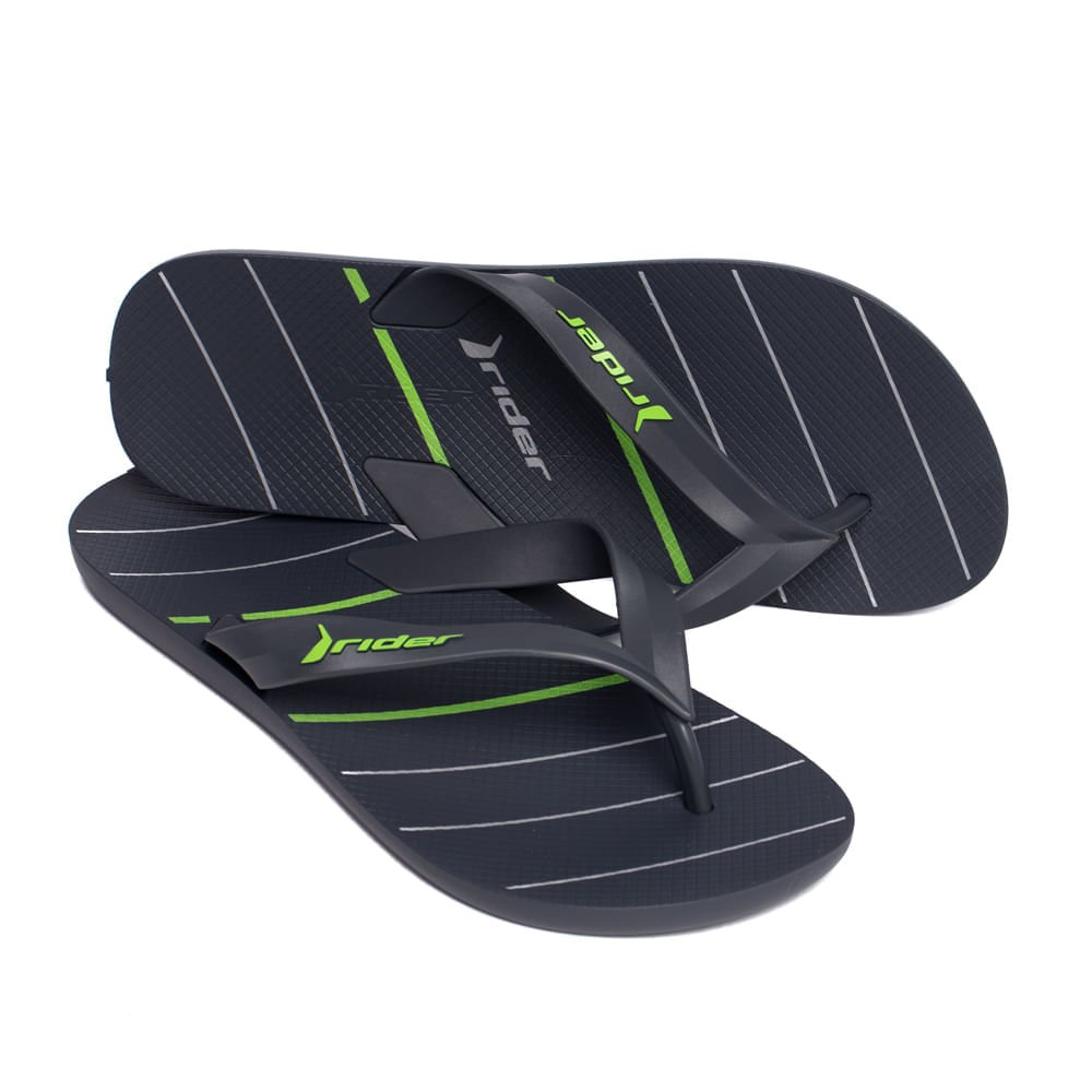 Chinelo Masculino Rider Feel Urban Tiras Cinza Escuro/Verde Cinza 4
