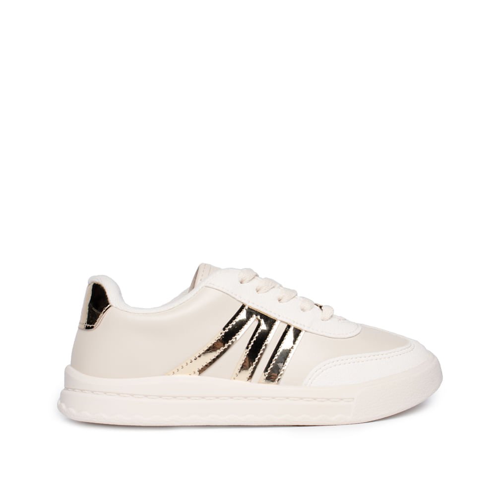 Tênis Infantil Molekinha Napa Glitter Off White/Dourado