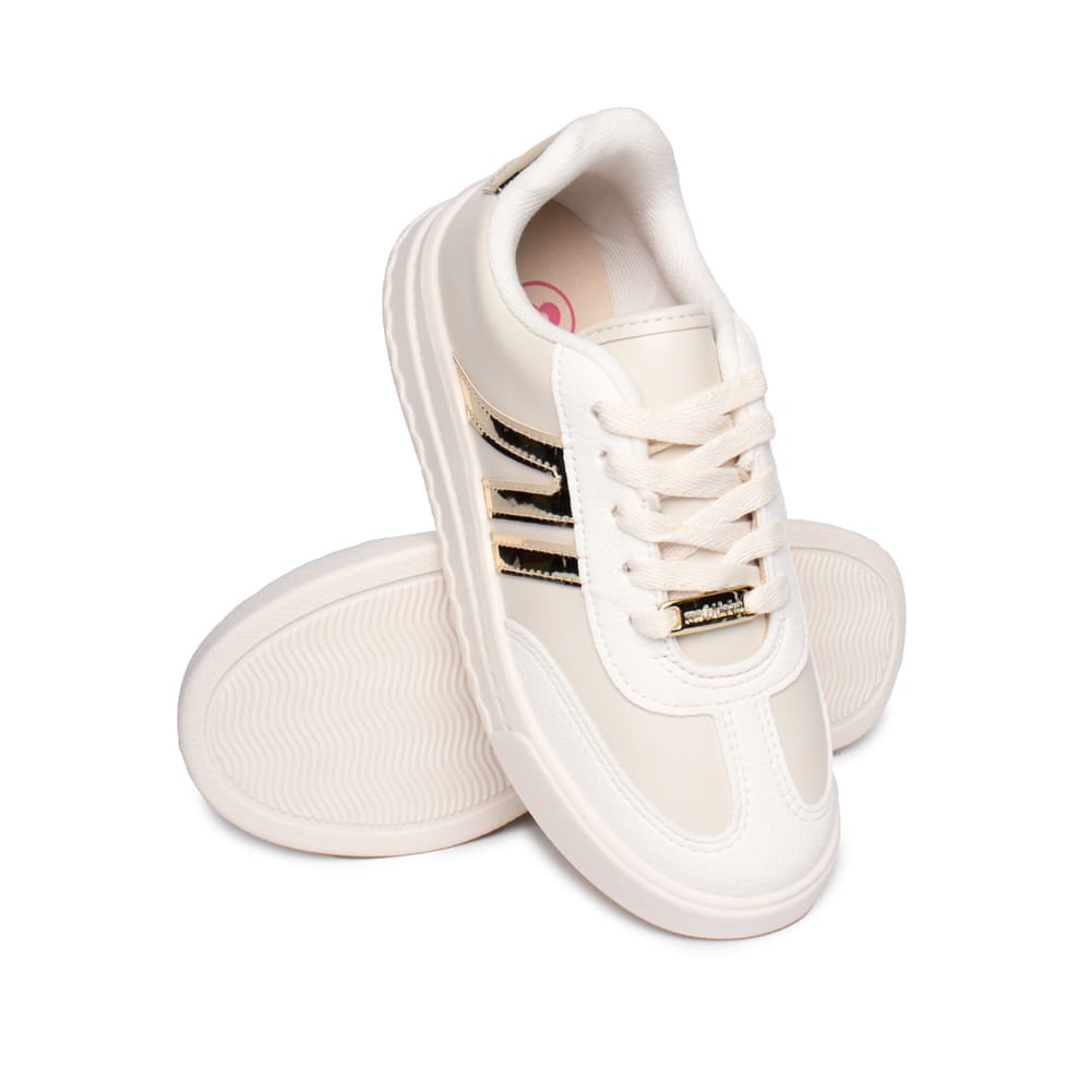 Tênis Infantil Molekinha Napa Glitter Off White/Dourado Branco 5