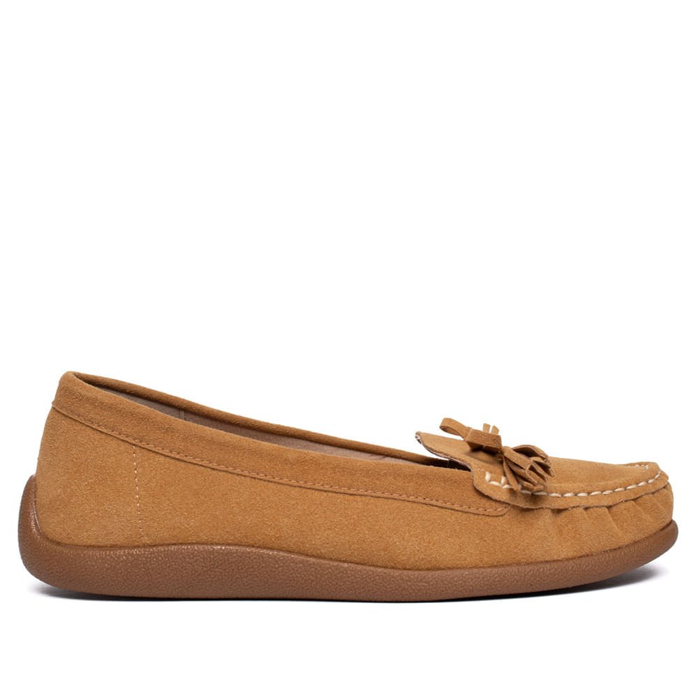 Mocassim Feminino Modare Camurção Laço Caramelo