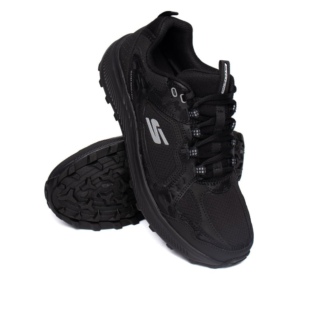 Tênis Masculino Skechers Ridgestar Couro Trilha Preto Preto 5