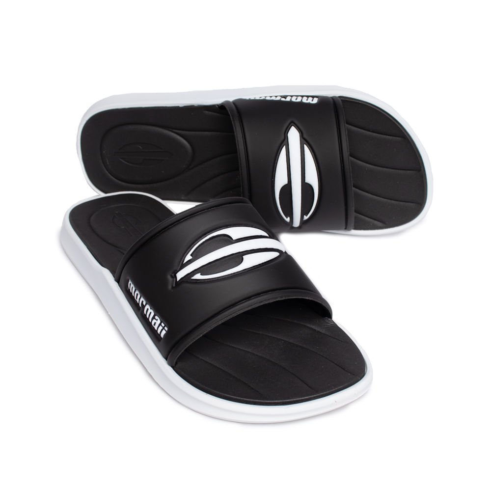 Chinelo Masculino Mormaii Quiver Slide Preto/Branco Preto 6